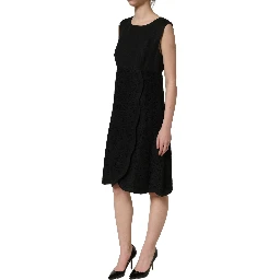 Black Floral Lace Sleeveless Shift Dress