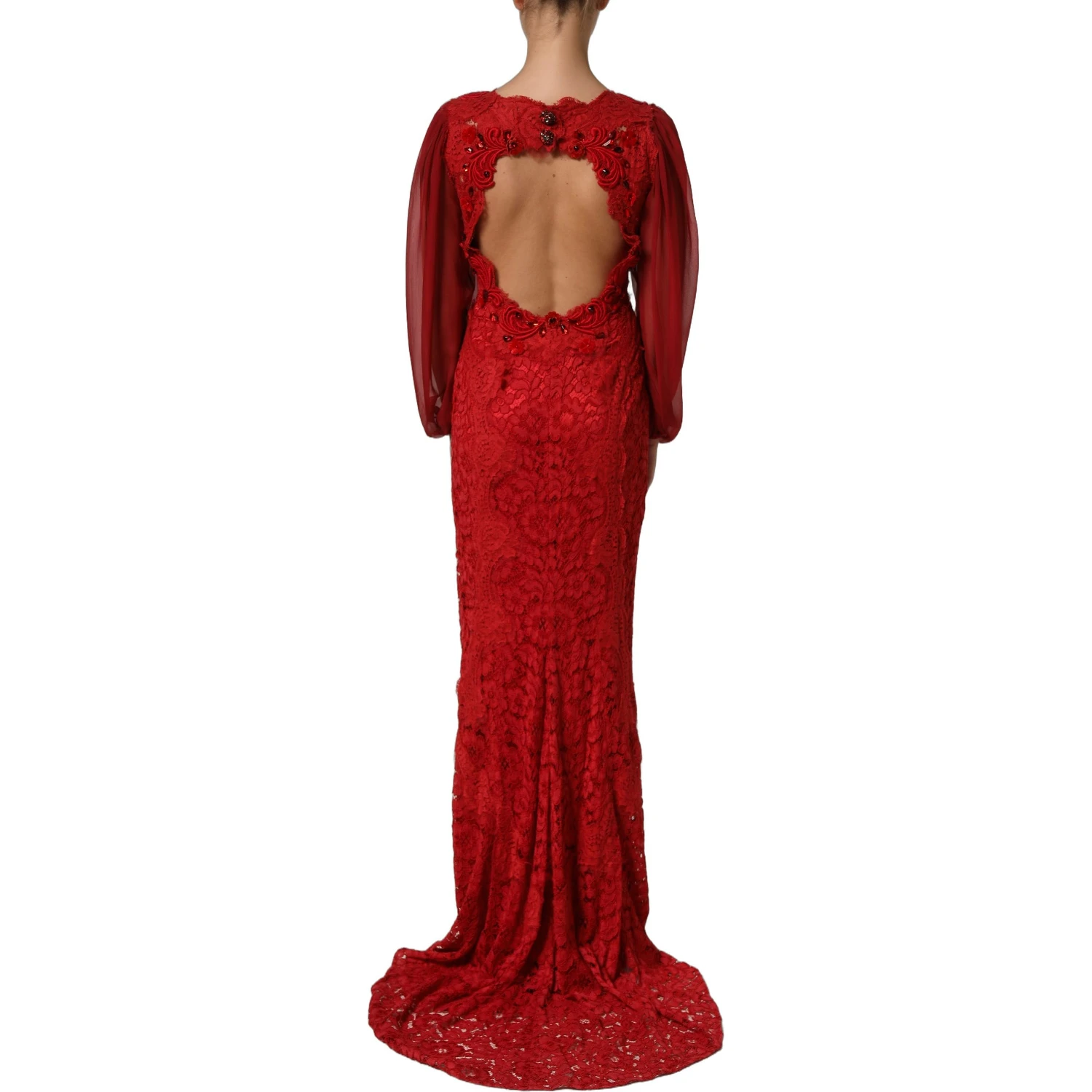 Red Embellished Mermaid Long Gown Dress