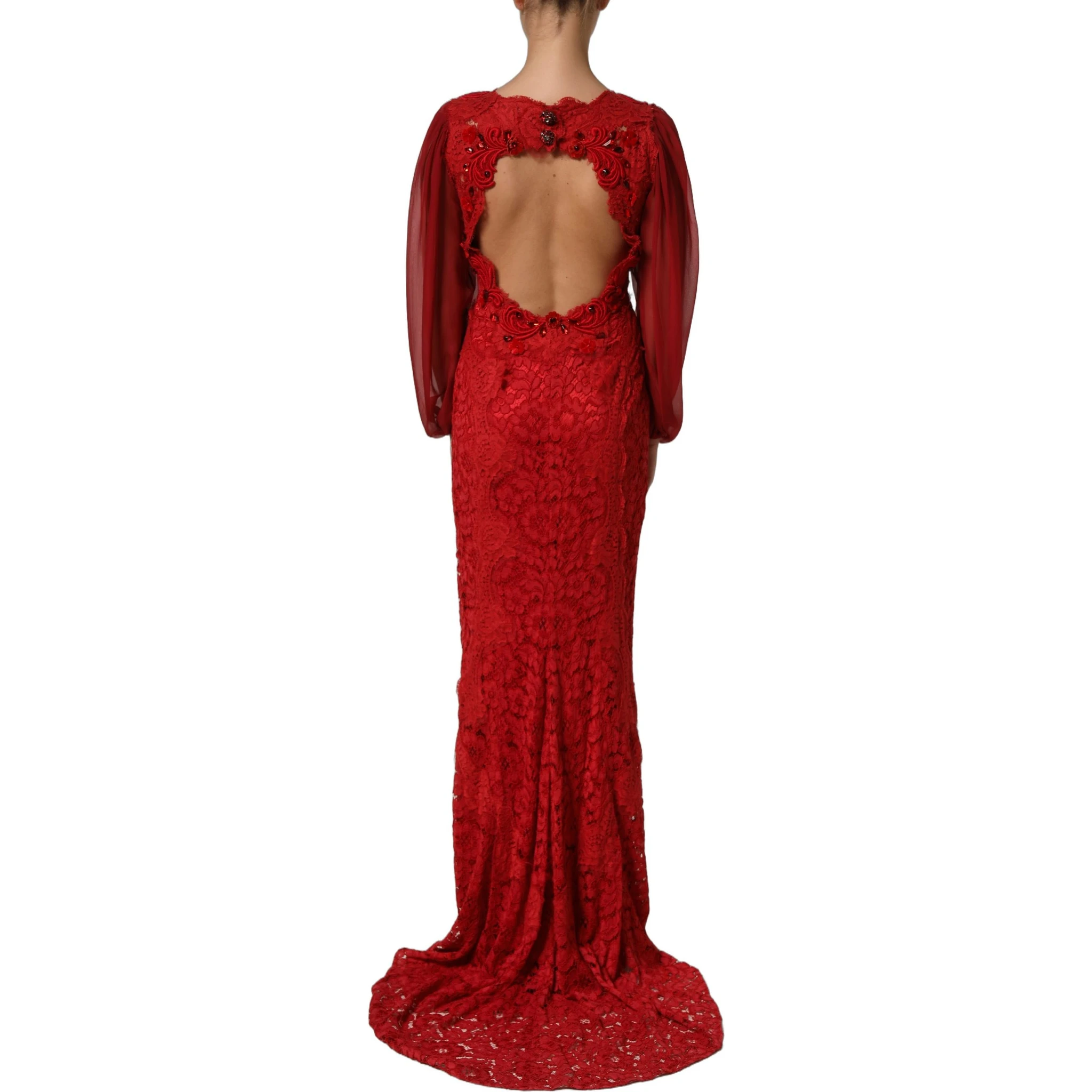 Red Embellished Mermaid Long Gown Dress
