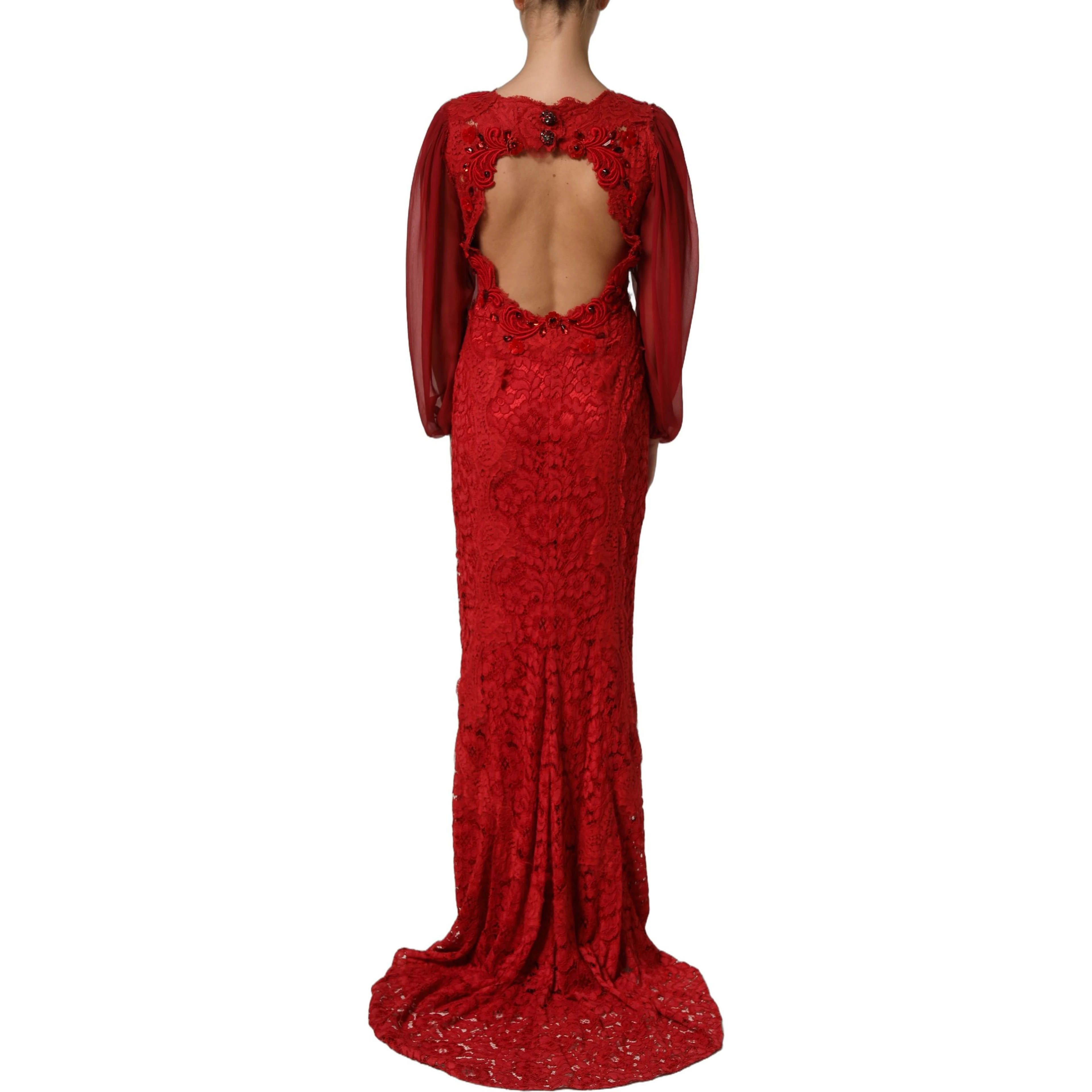 Red Embellished Mermaid Long Gown Dress