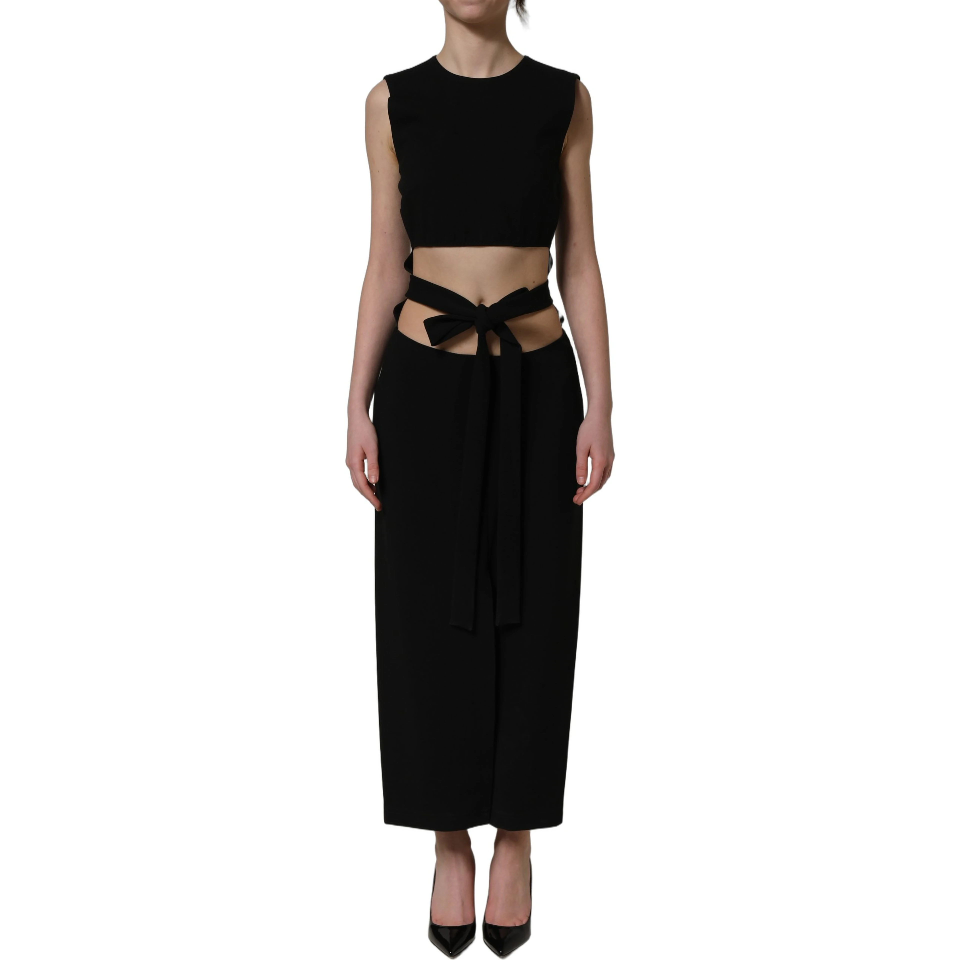 Black Cut Out Detail Sleeveless Maxi Dress