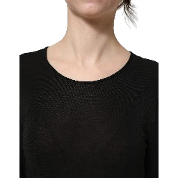 Black Cotton Long Sleeves Sheath Maxi Dress