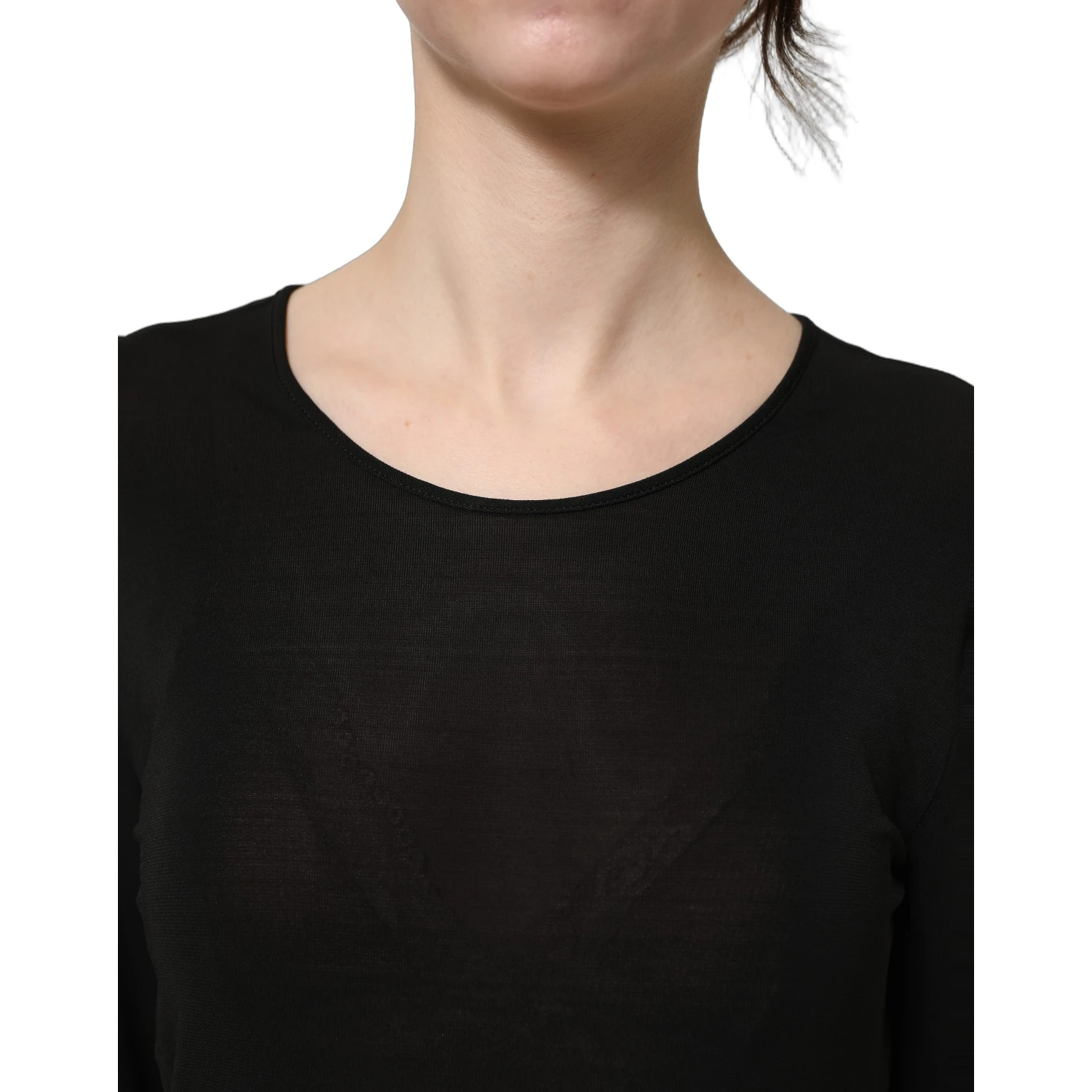 Black Cotton Long Sleeves Sheath Maxi Dress