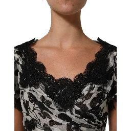 Black Silk Floral Lace Ricamo Ball Maxi Dress