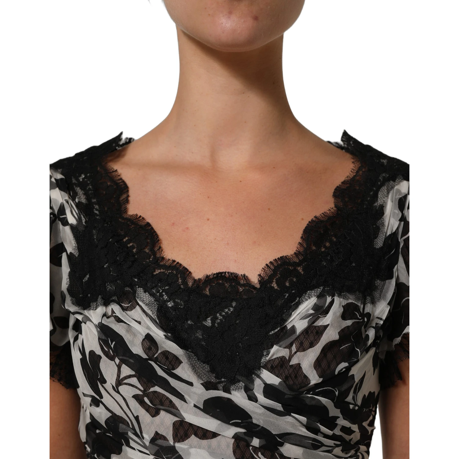Black Silk Floral Lace Ricamo Ball Maxi Dress
