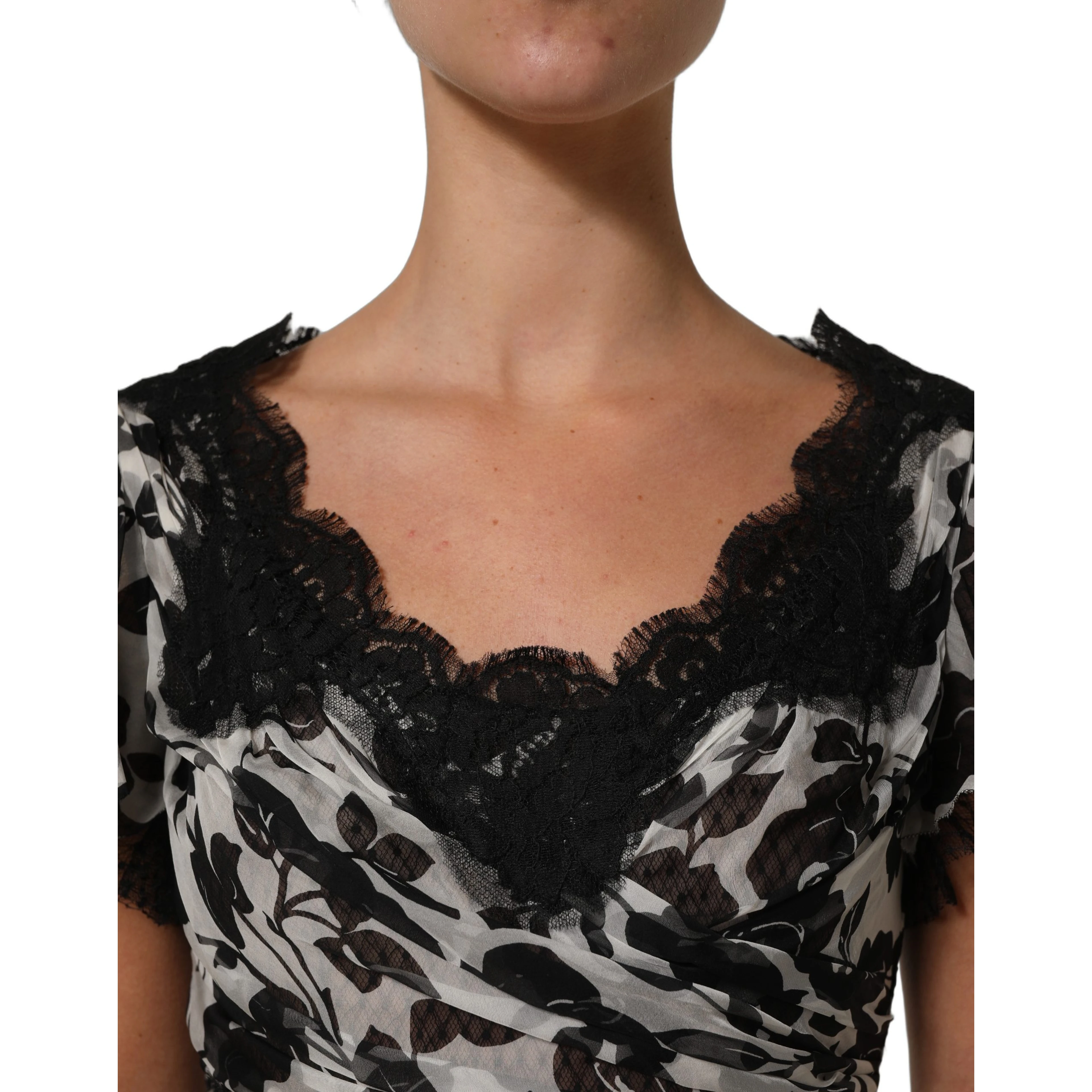 Black Silk Floral Lace Ricamo Ball Maxi Dress