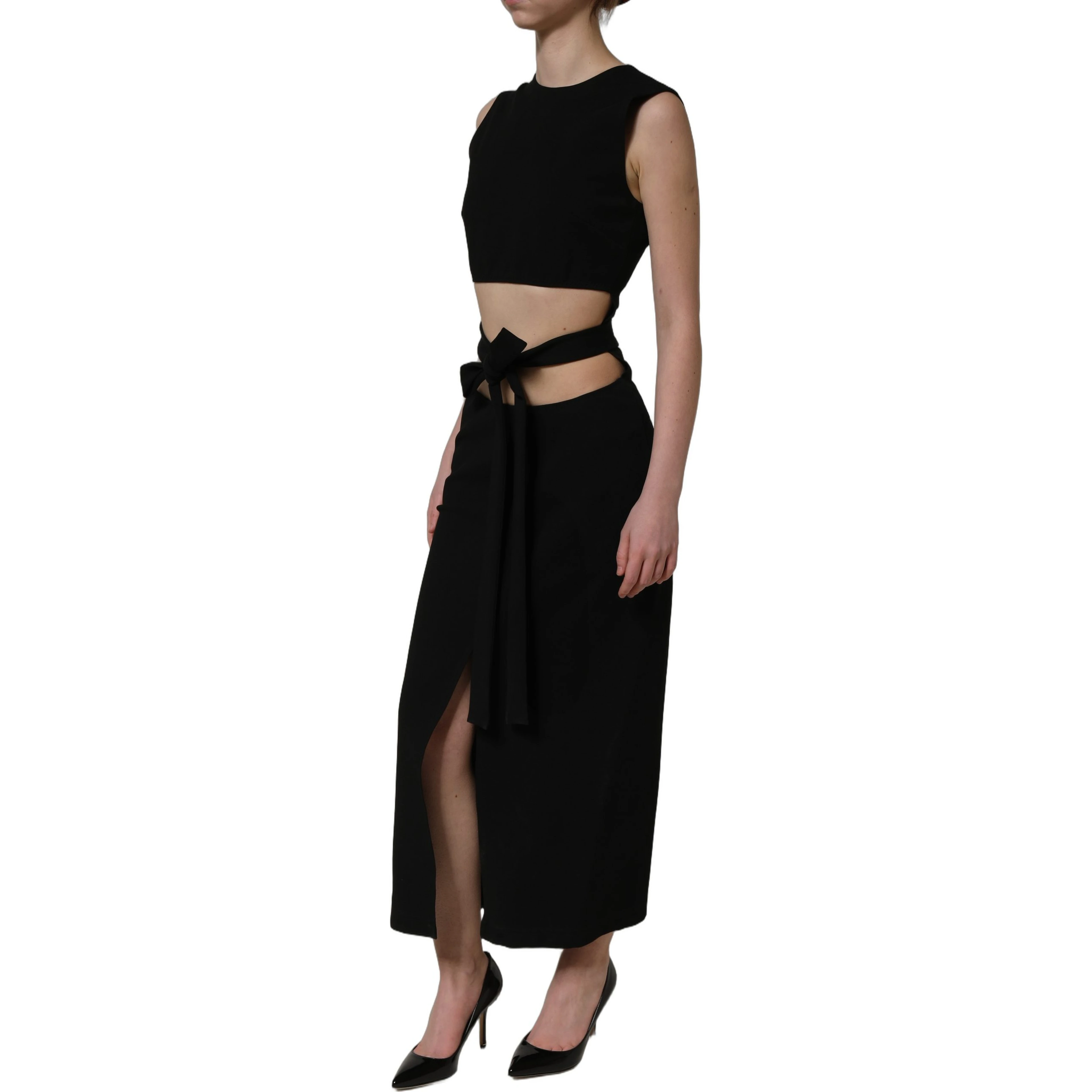 Black Cut Out Detail Sleeveless Maxi Dress