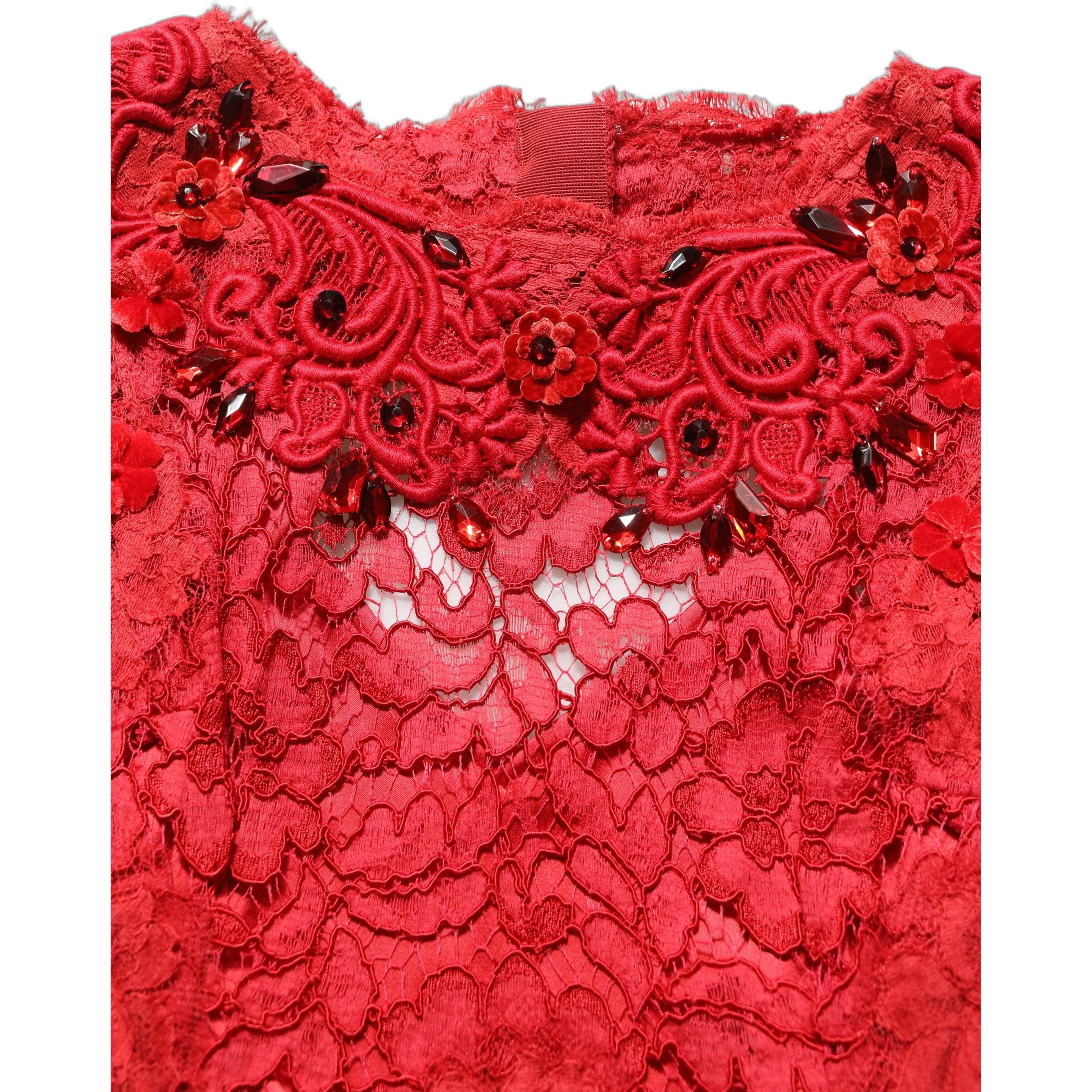 Red Embellished Mermaid Long Gown Dress