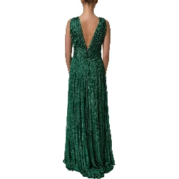 Emerald Green Plissé Evening Gown Dress