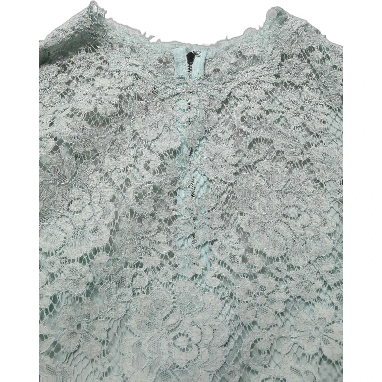Mint Green Lace Sleeveless Knee Length Dress
