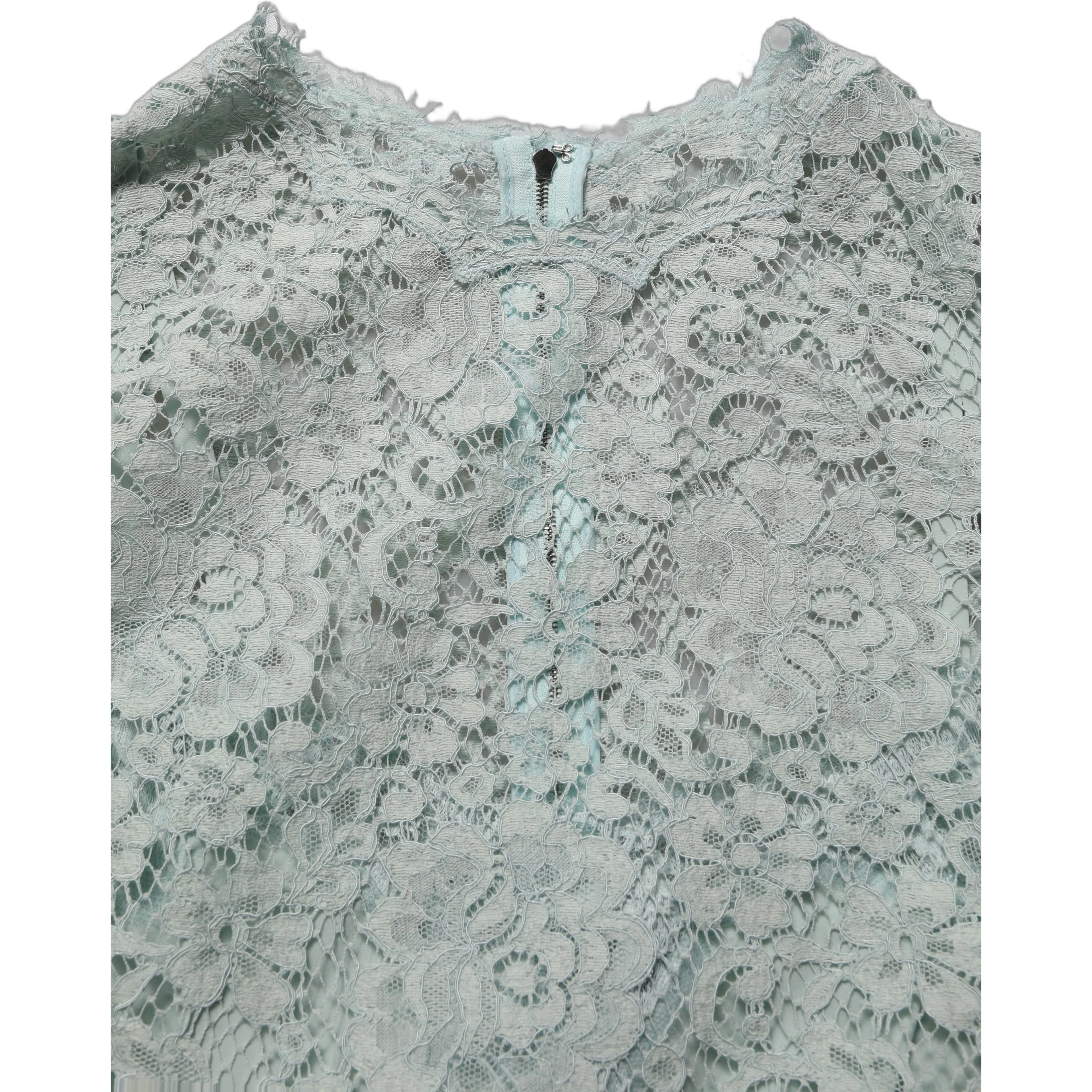 Mint Green Lace Sleeveless Knee Length Dress