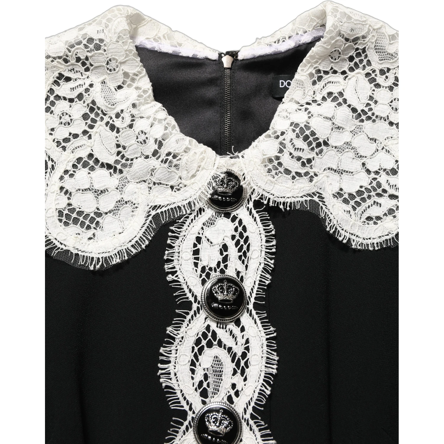 Black Lace Detailing Long Sleeves Midi Dress