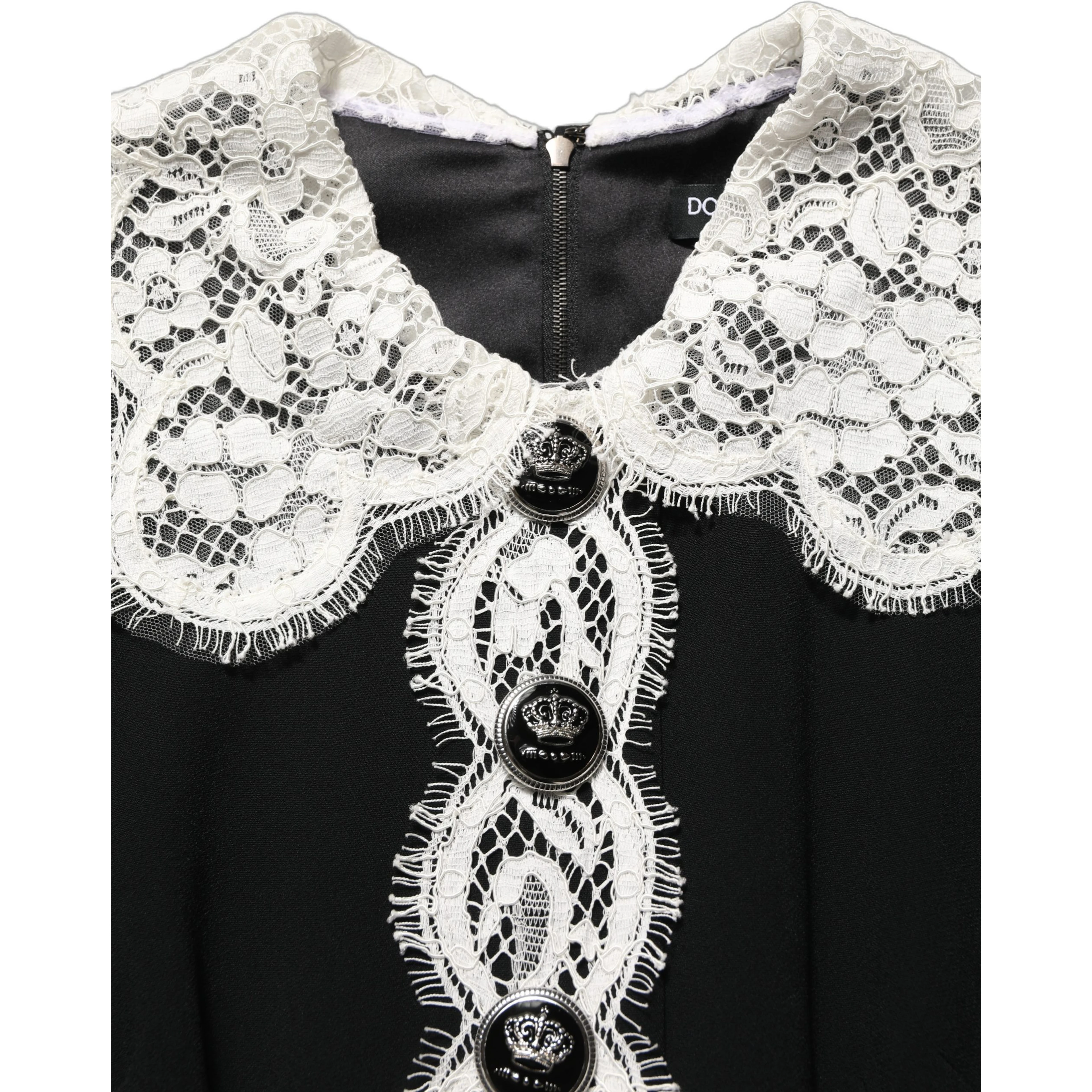 Black Lace Detailing Long Sleeves Midi Dress