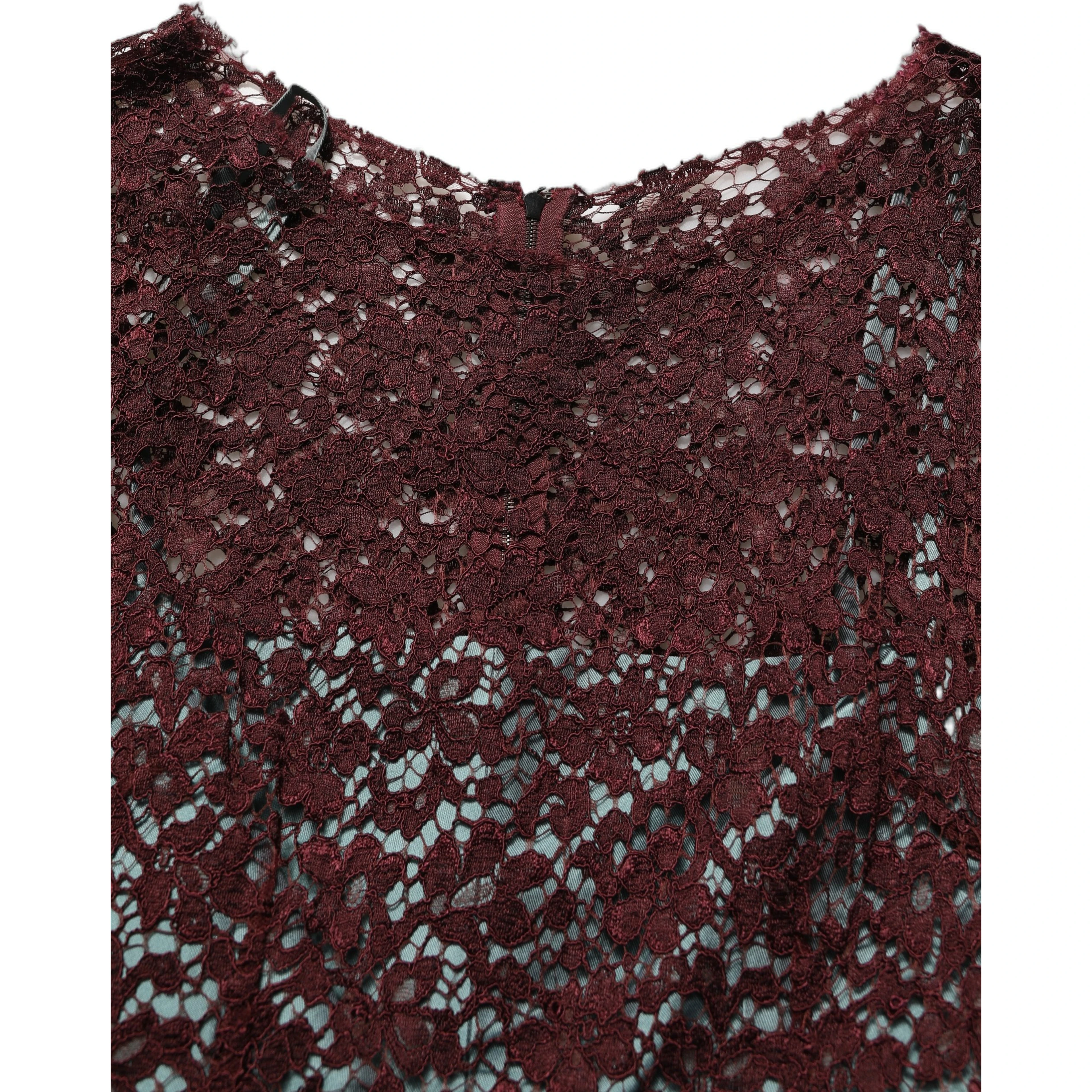 Multicolor Floral Lace Taffeta Pleated Midi Dress