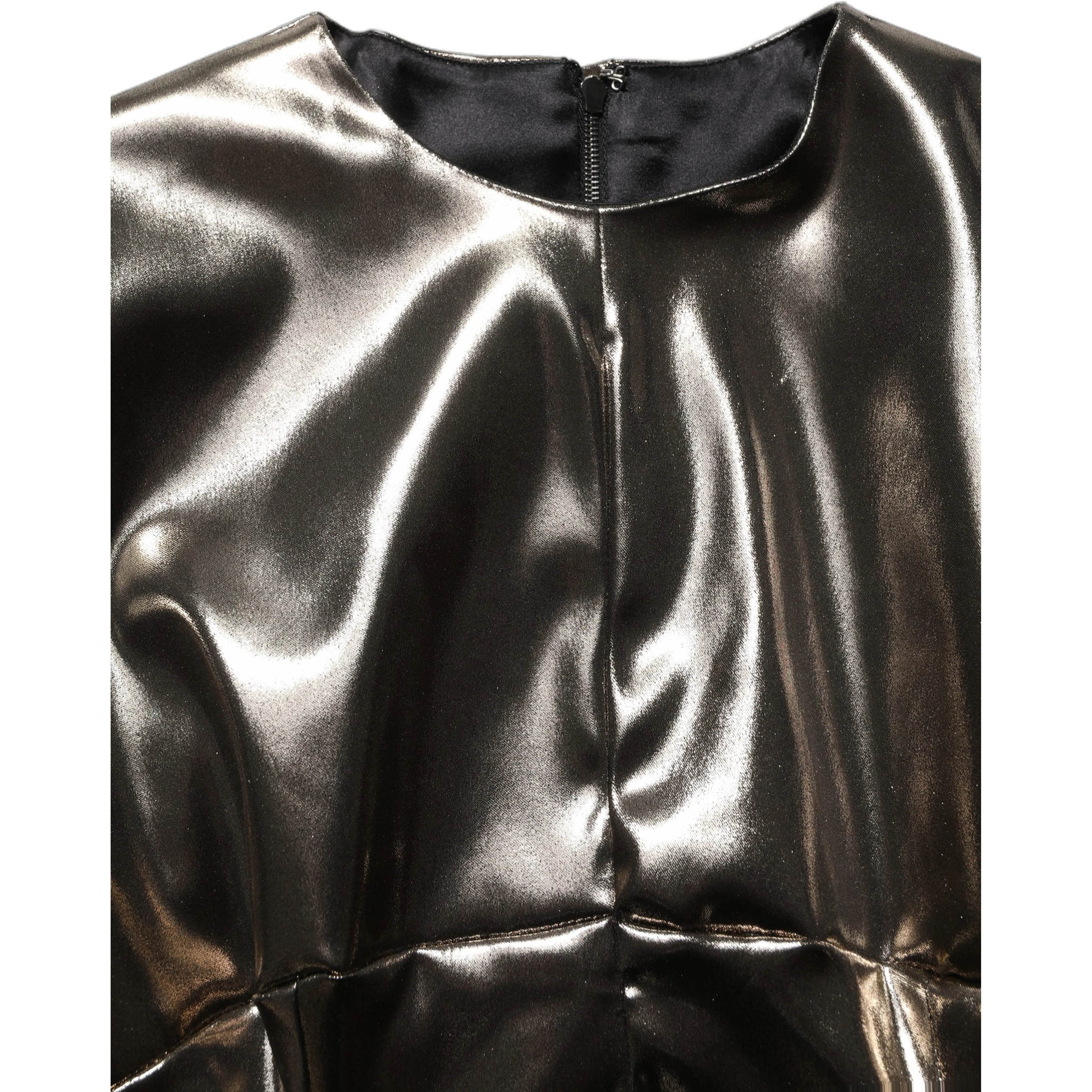 Metallic Gold Polyester LongSleeve Maxi Dress