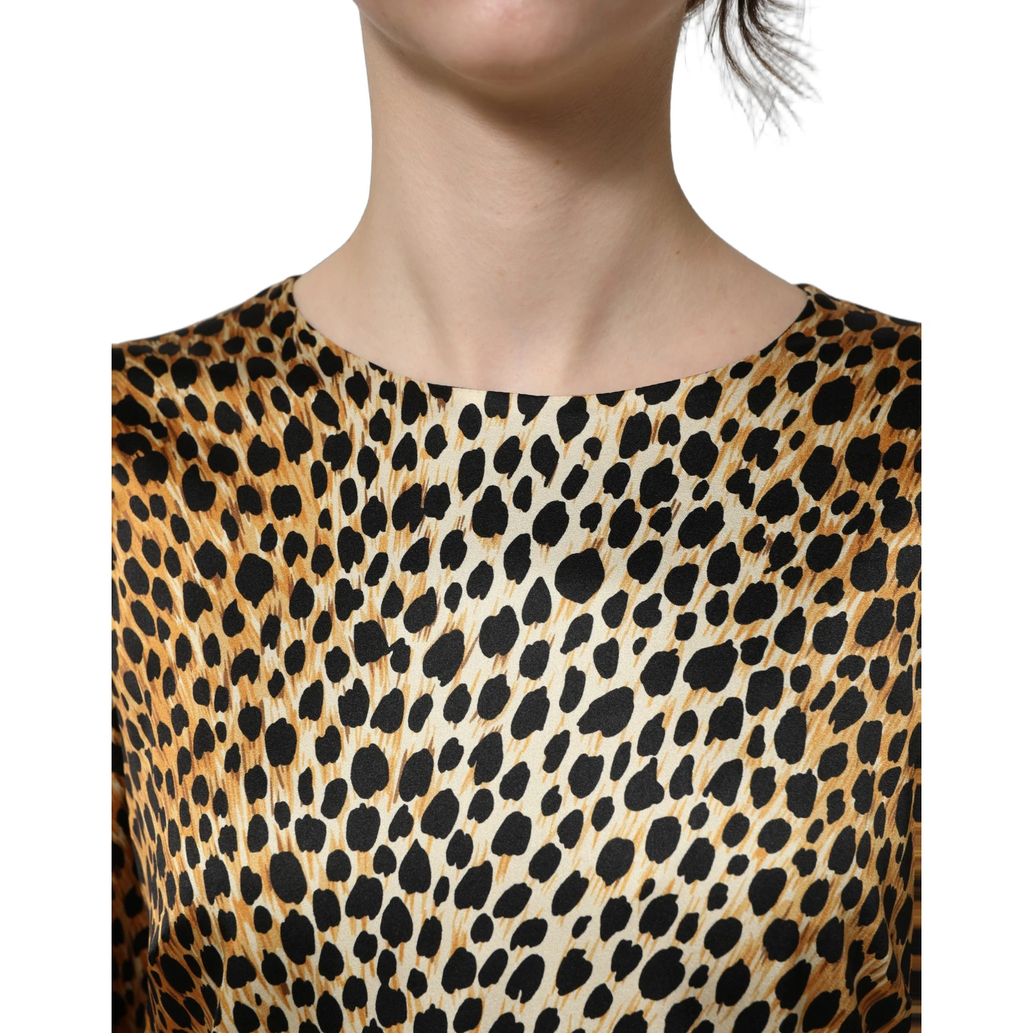 Brown Ocelot Print Long Sleeve Mini Dress
