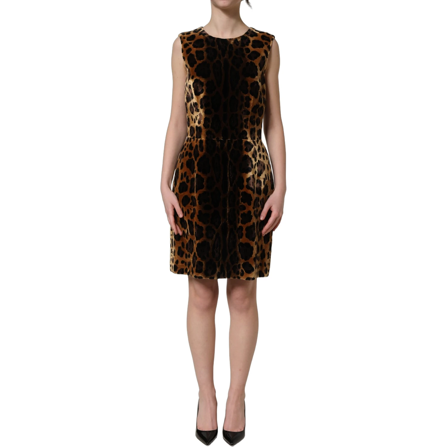 Brown Leopard Sleeveless Sheath Mini Dress