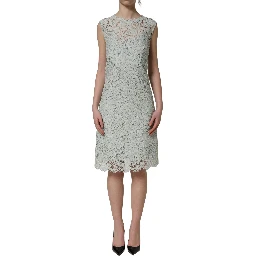Mint Green Lace Sleeveless Knee Length Dress