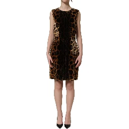 Brown Leopard Sleeveless Sheath Mini Dress