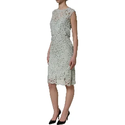 Mint Green Lace Sleeveless Knee Length Dress