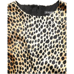 Brown Ocelot Print Long Sleeve Mini Dress