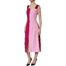 Two Tone Pink Wool Sleeveless Midi Dress