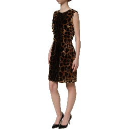 Brown Leopard Sleeveless Sheath Mini Dress