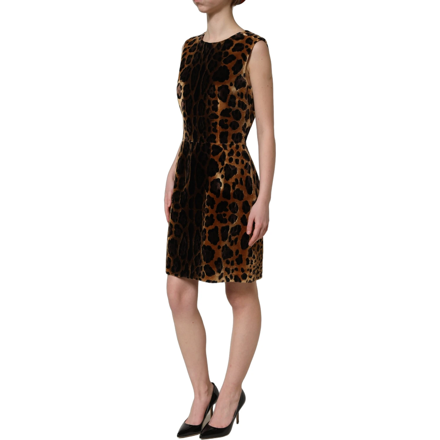 Brown Leopard Sleeveless Sheath Mini Dress