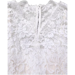 White Cotton Floral Lace Long Gown Dress