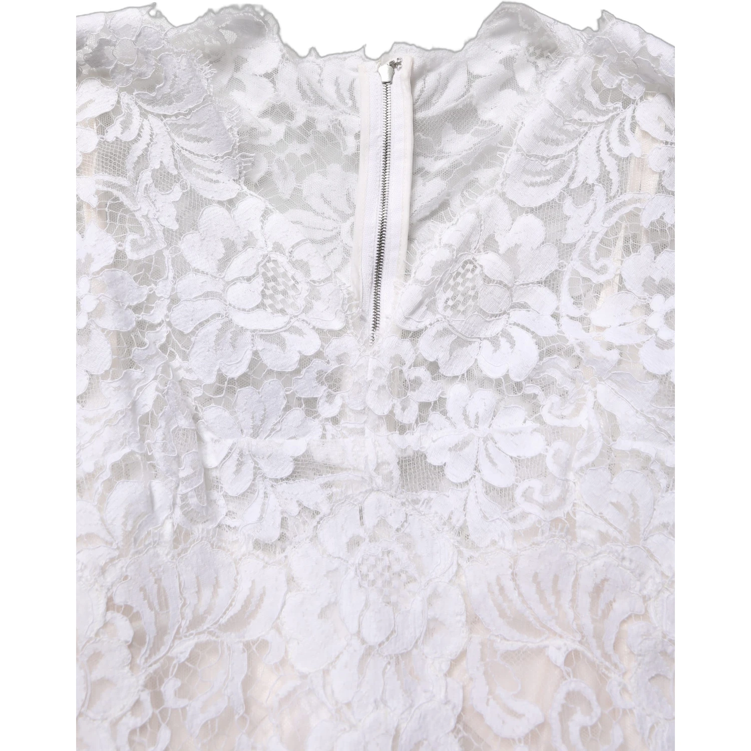 White Cotton Floral Lace Long Gown Dress