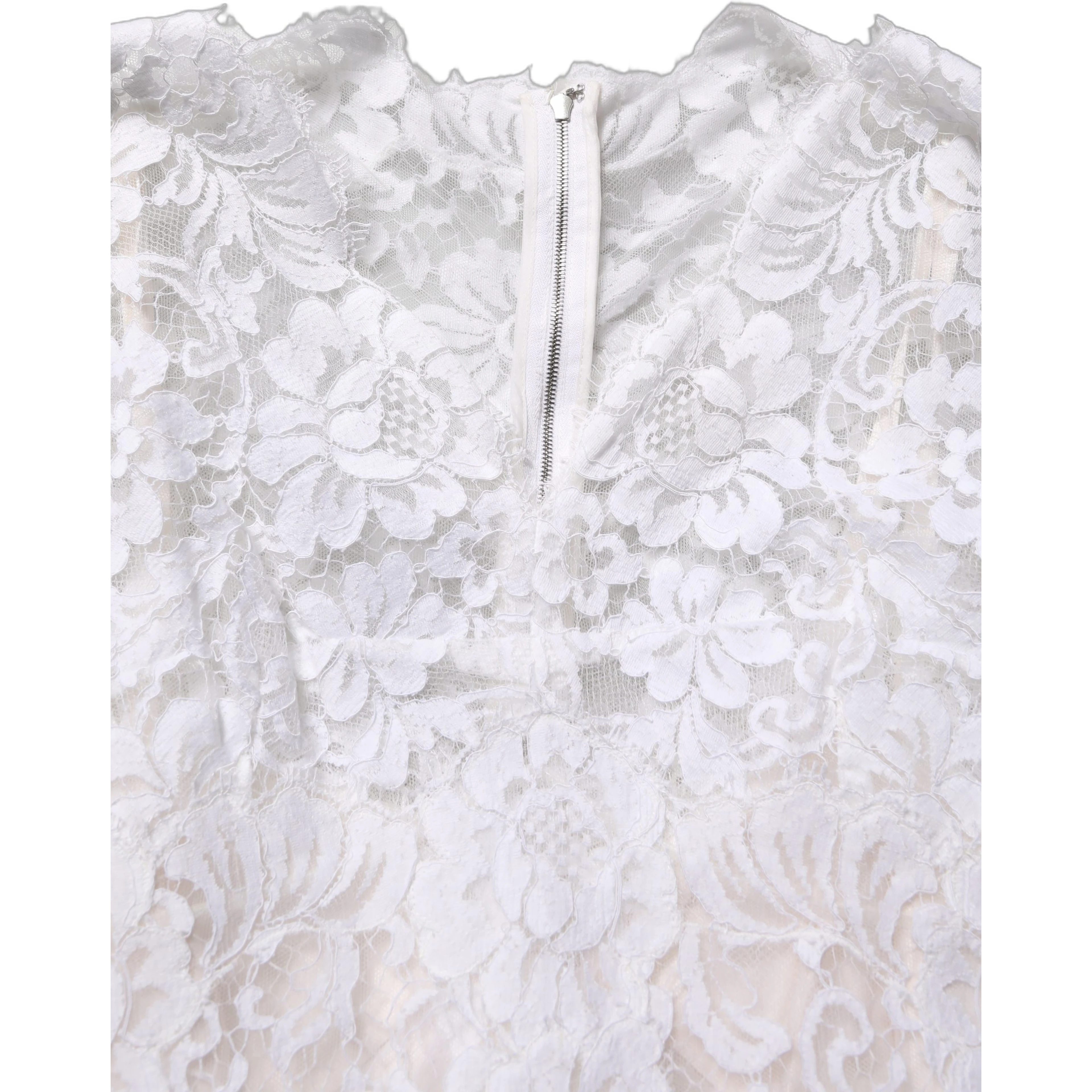 White Cotton Floral Lace Long Gown Dress
