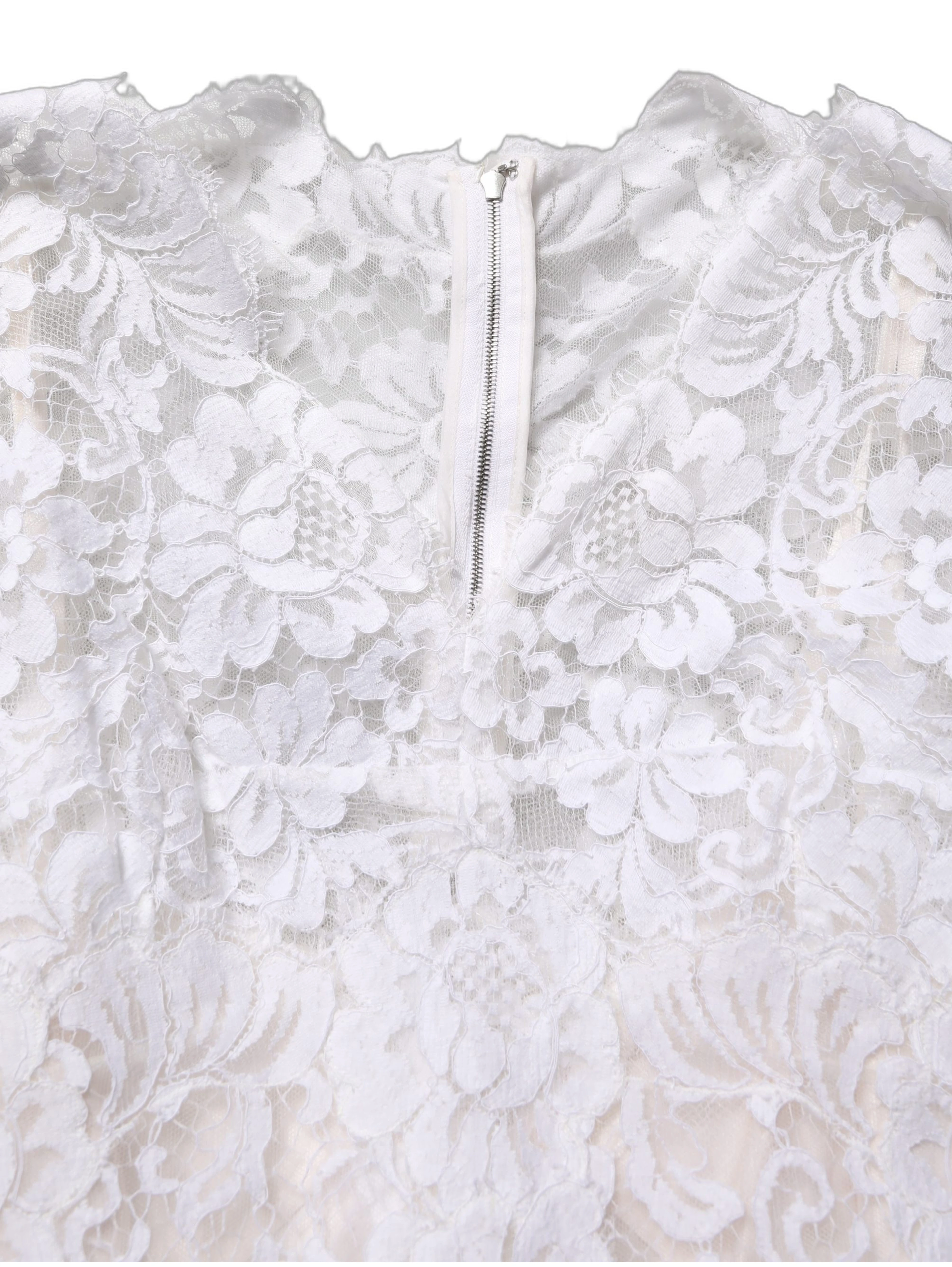 White Cotton Floral Lace Long Gown Dress