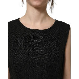 Black Floral Lace Sleeveless Shift Dress