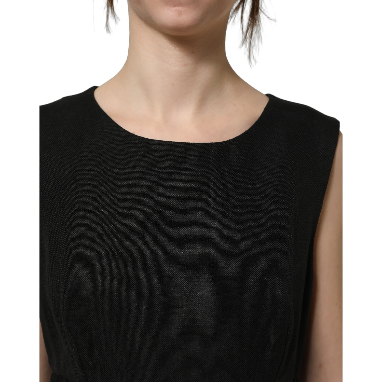 Black Floral Lace Sleeveless Shift Dress
