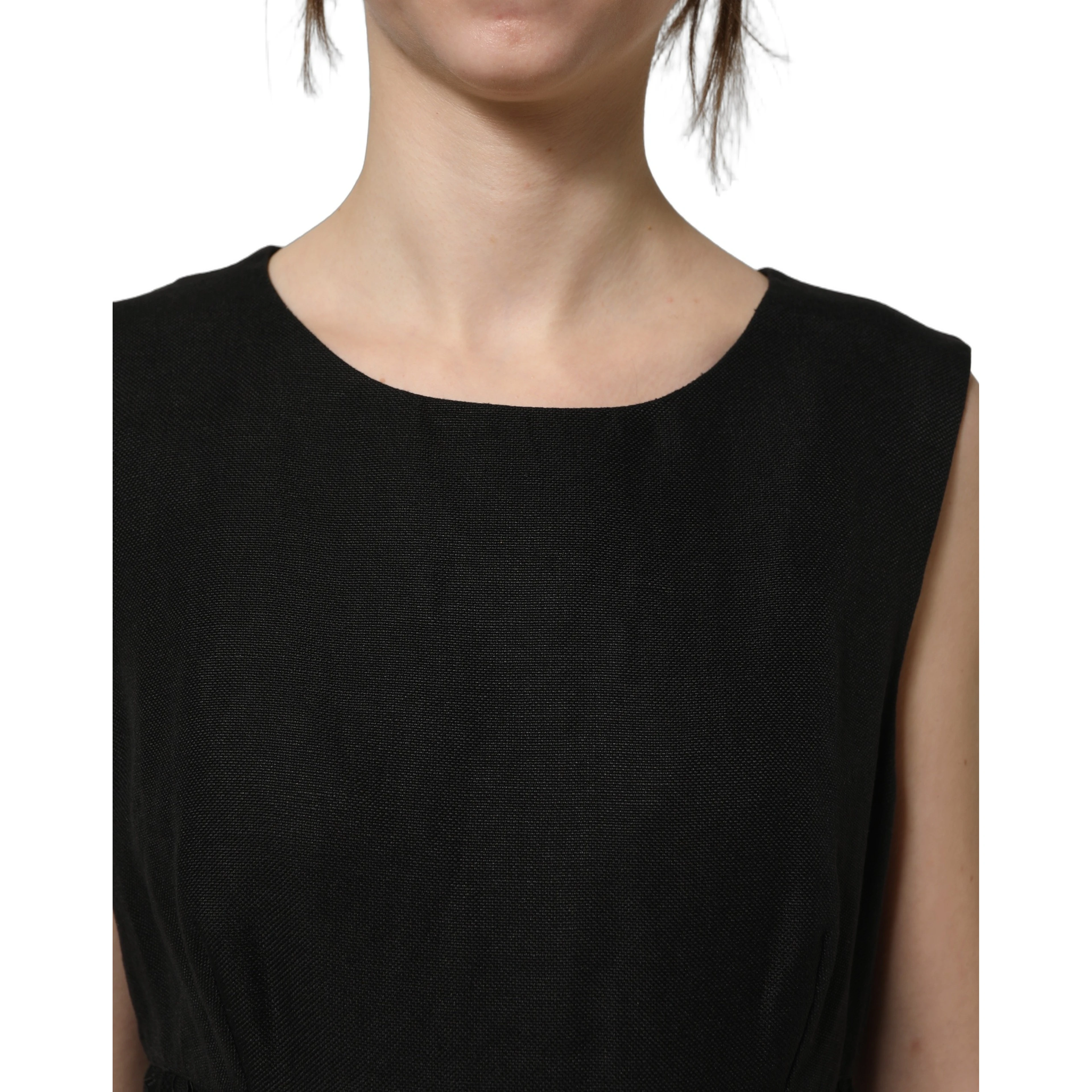Black Floral Lace Sleeveless Shift Dress