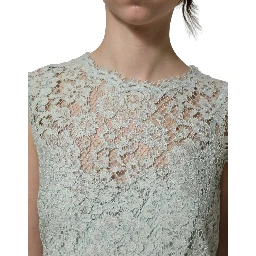 Mint Green Lace Sleeveless Knee Length Dress