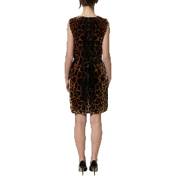 Brown Leopard Sleeveless Sheath Mini Dress