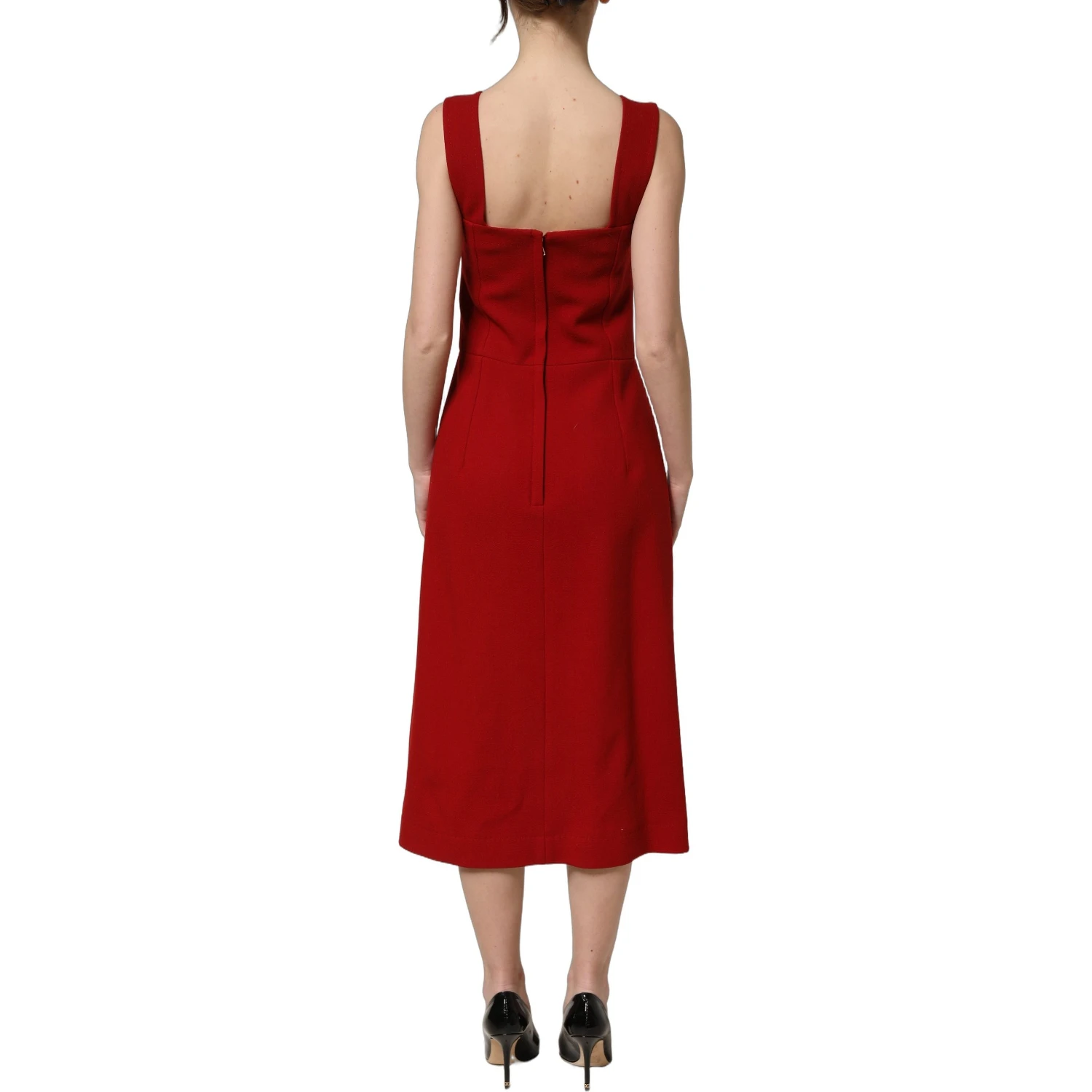 Two Tone Pink Wool Sleeveless Midi Dress