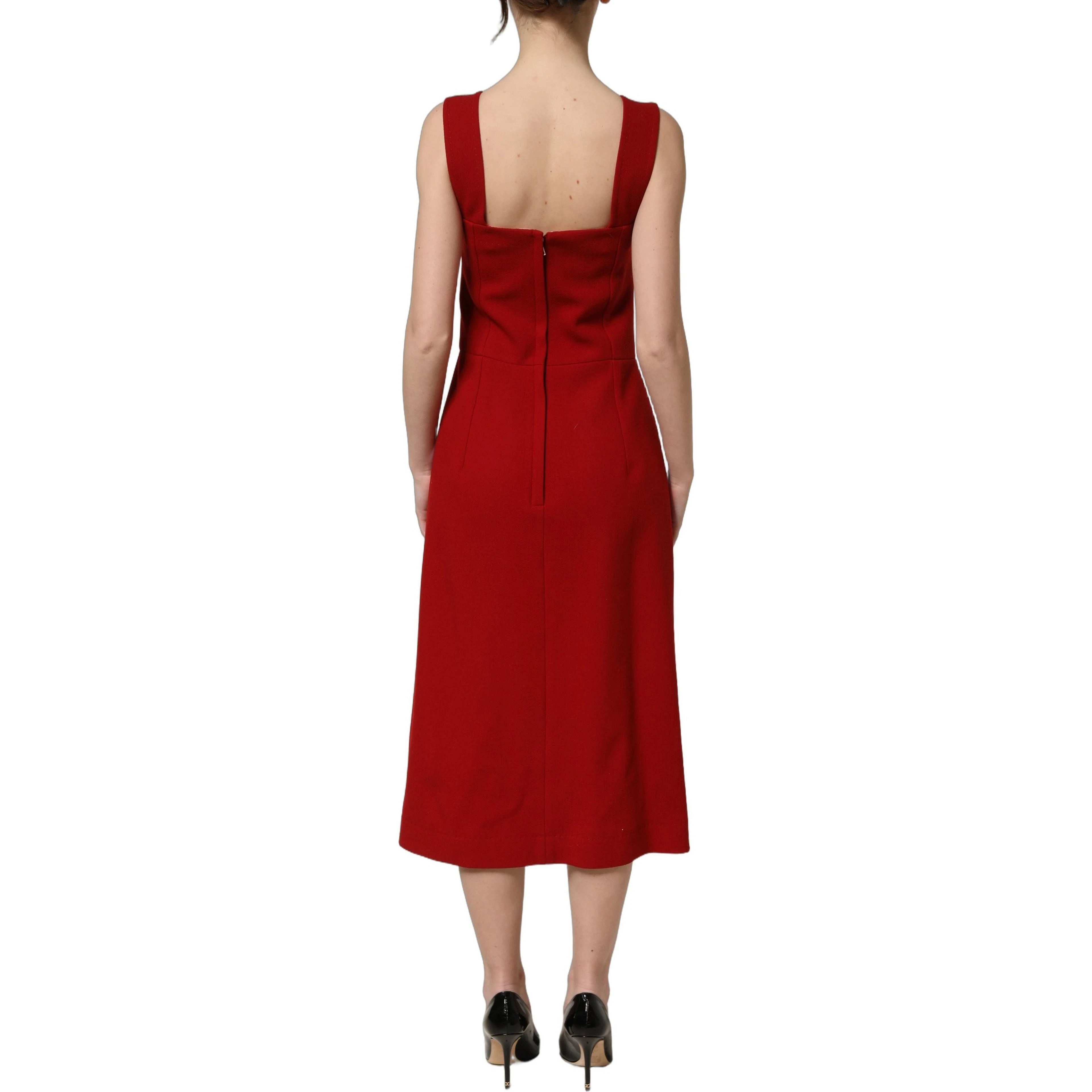 Two Tone Pink Wool Sleeveless Midi Dress