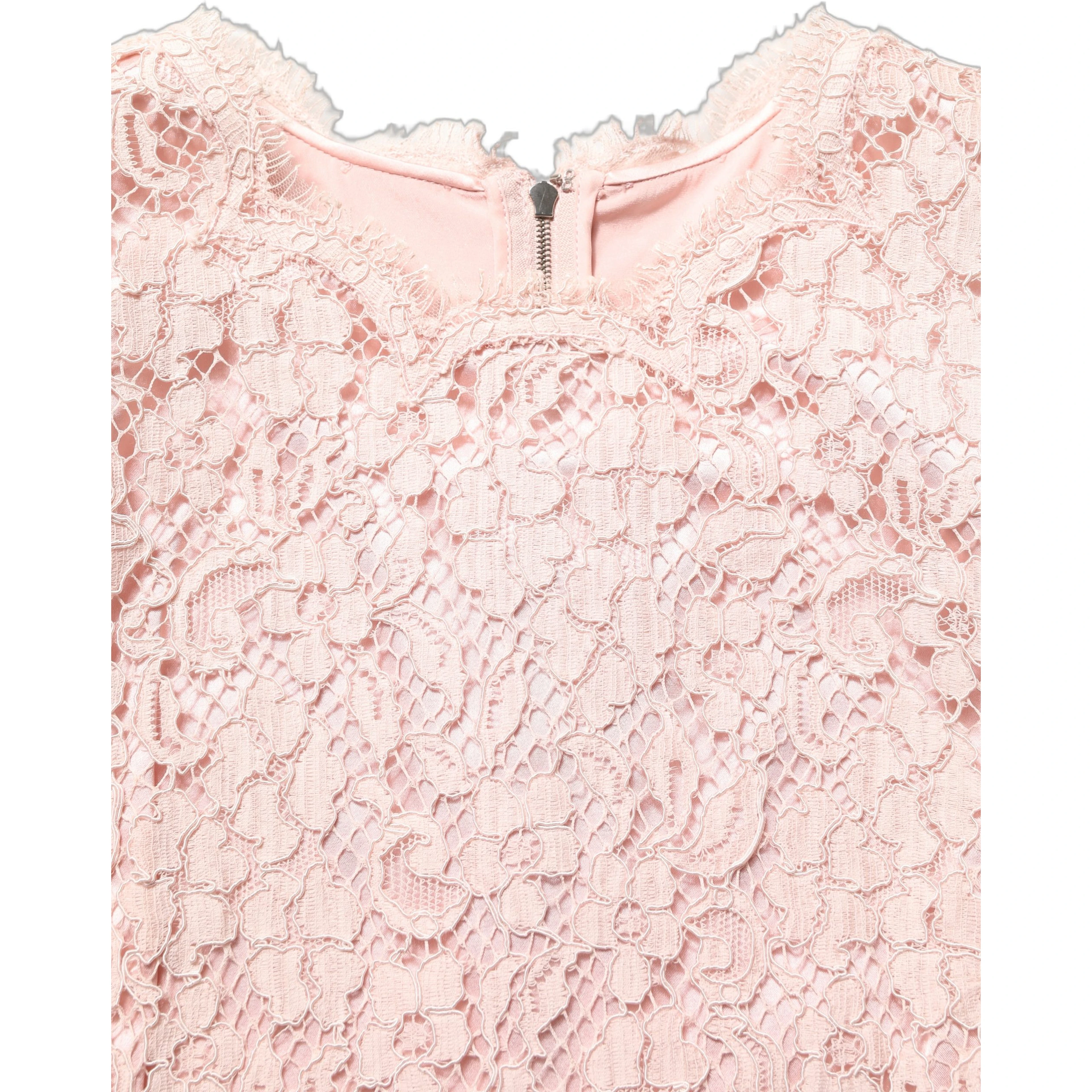 Pink Cotton Floral Lace Sleeveless Mini Dress