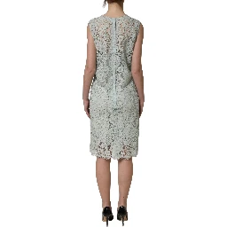 Mint Green Lace Sleeveless Knee Length Dress