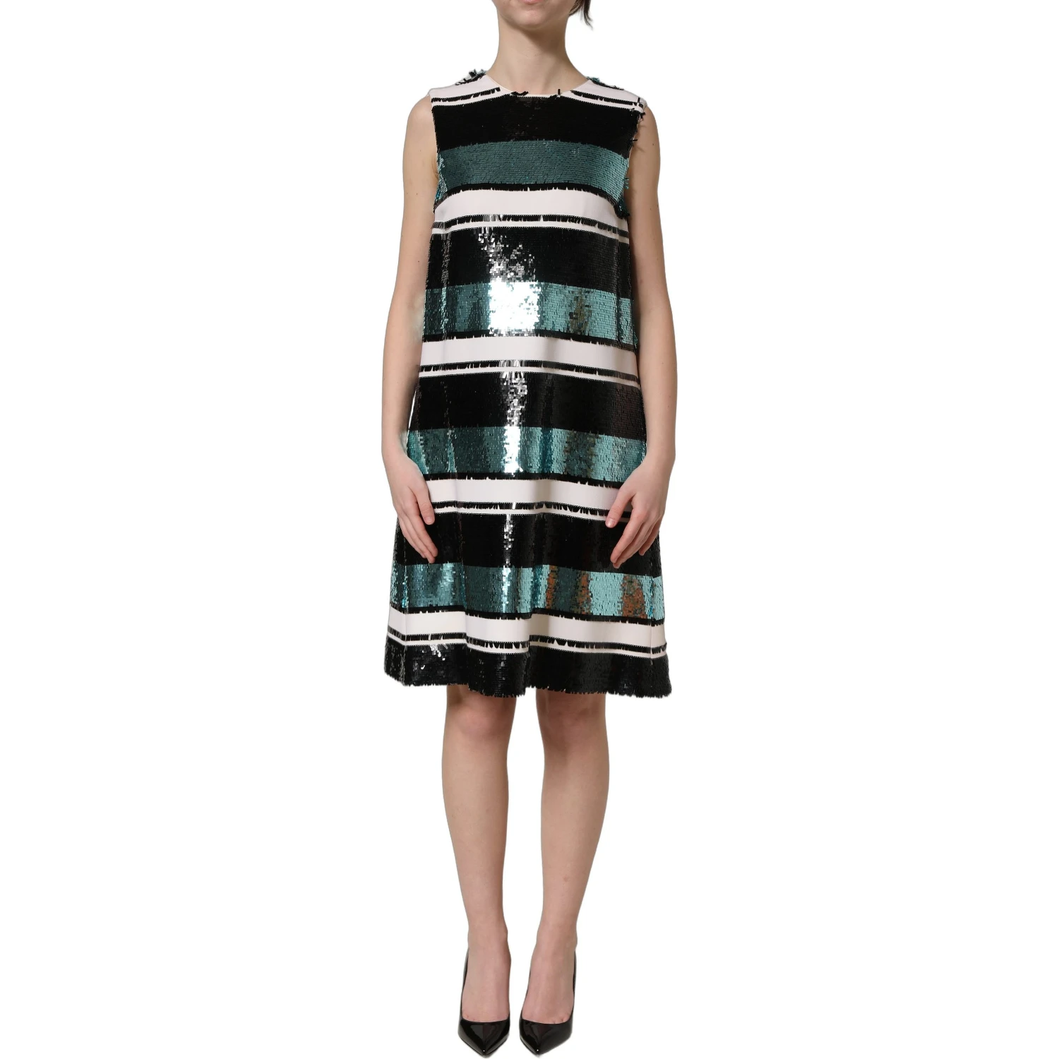 Multicolor Sequined Sleeveless Shift Dress