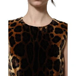 Brown Leopard Sleeveless Sheath Mini Dress
