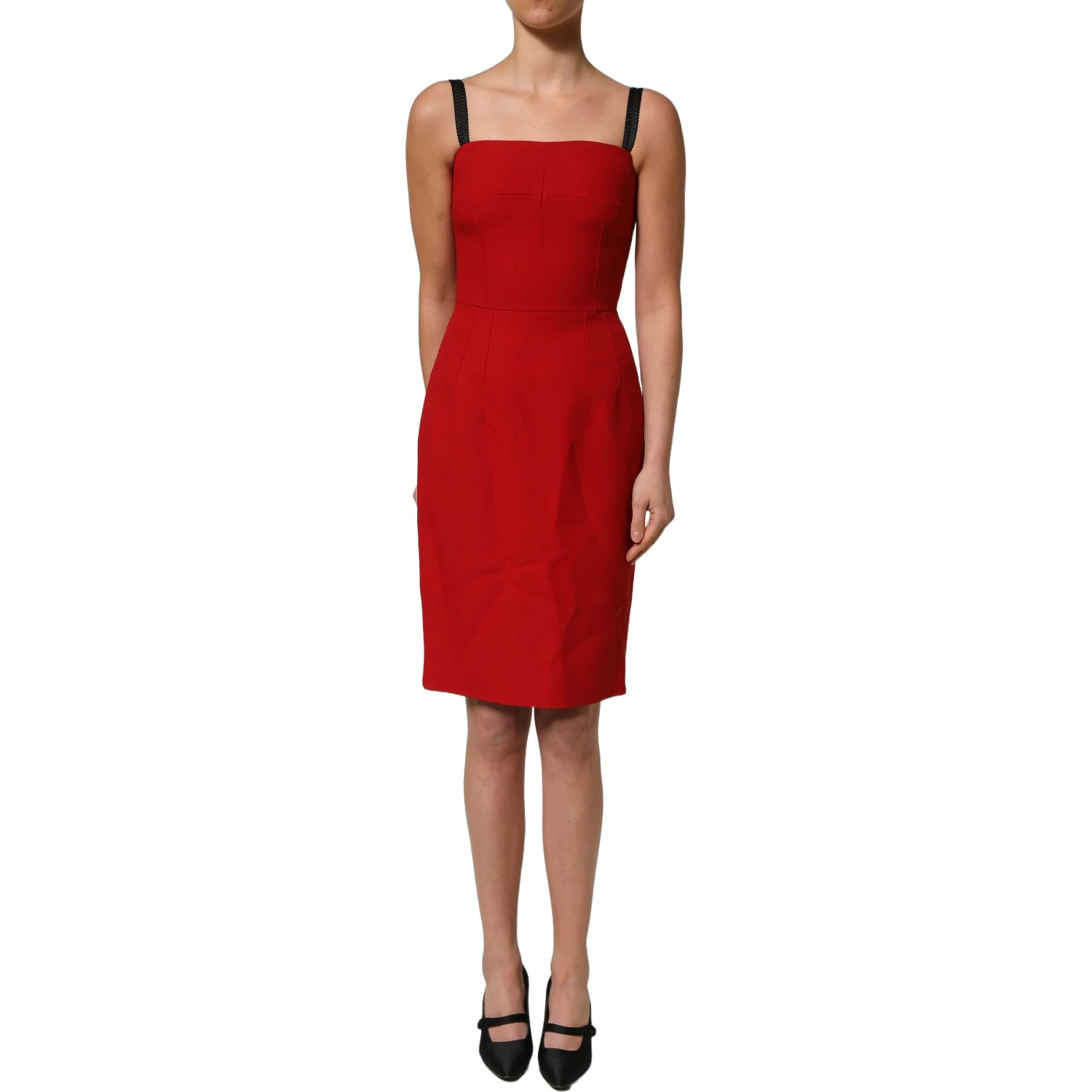 Red Stretch Bodycon Sheath Knee Length Dress