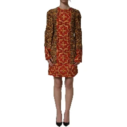 Multicolor Mosaic Long Sleeves Mini Dress