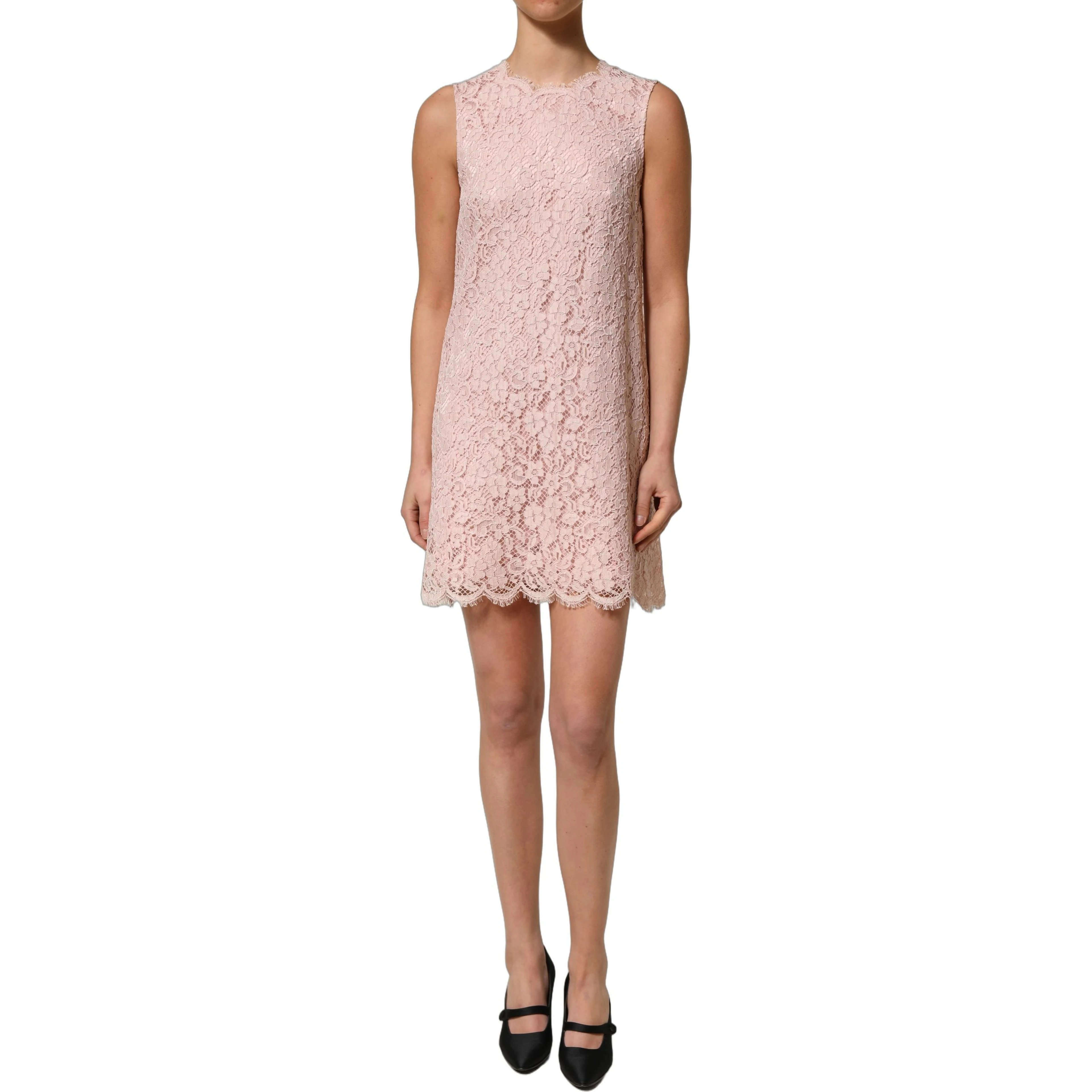 Pink Cotton Floral Lace Sleeveless Mini Dress