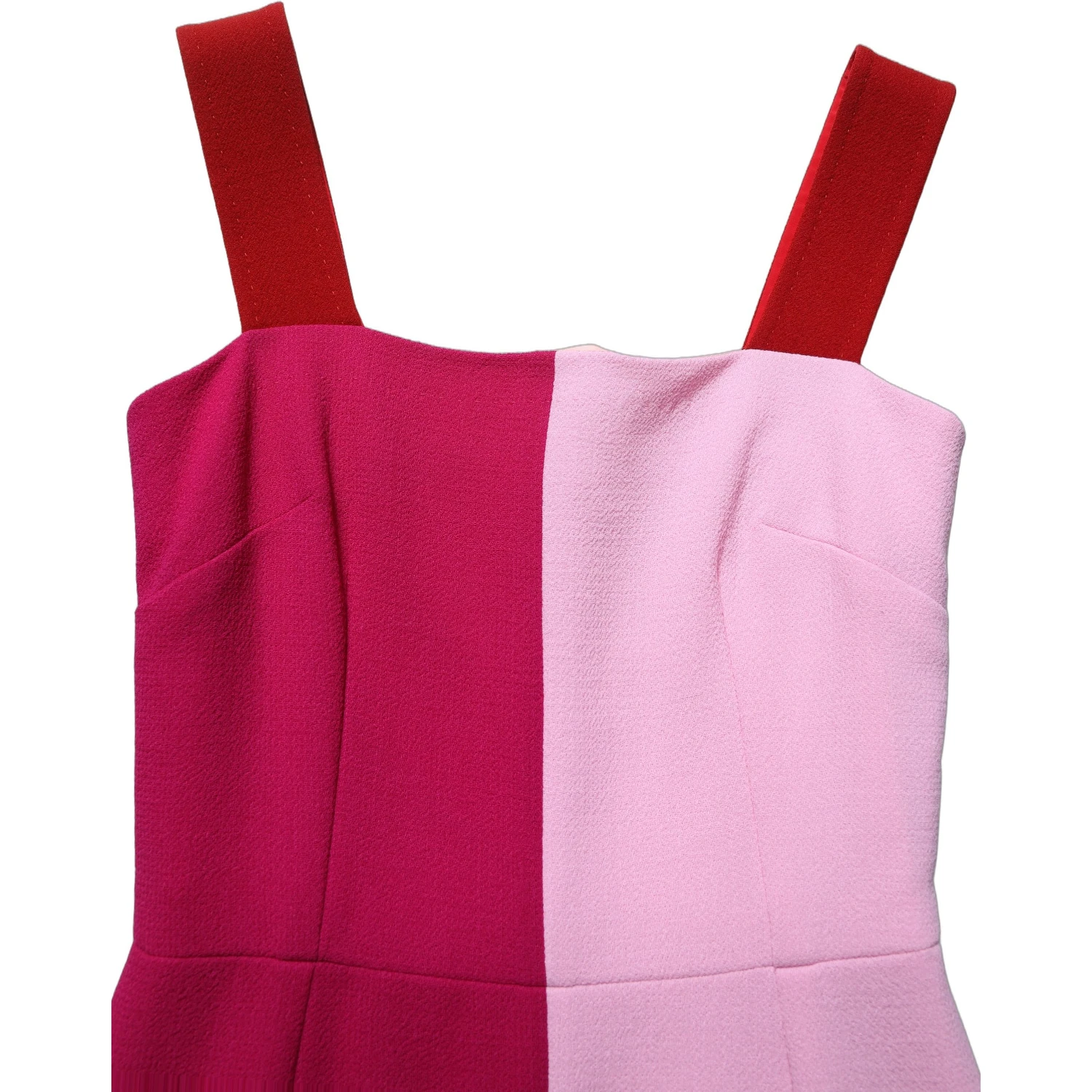 Two Tone Pink Wool Sleeveless Midi Dress