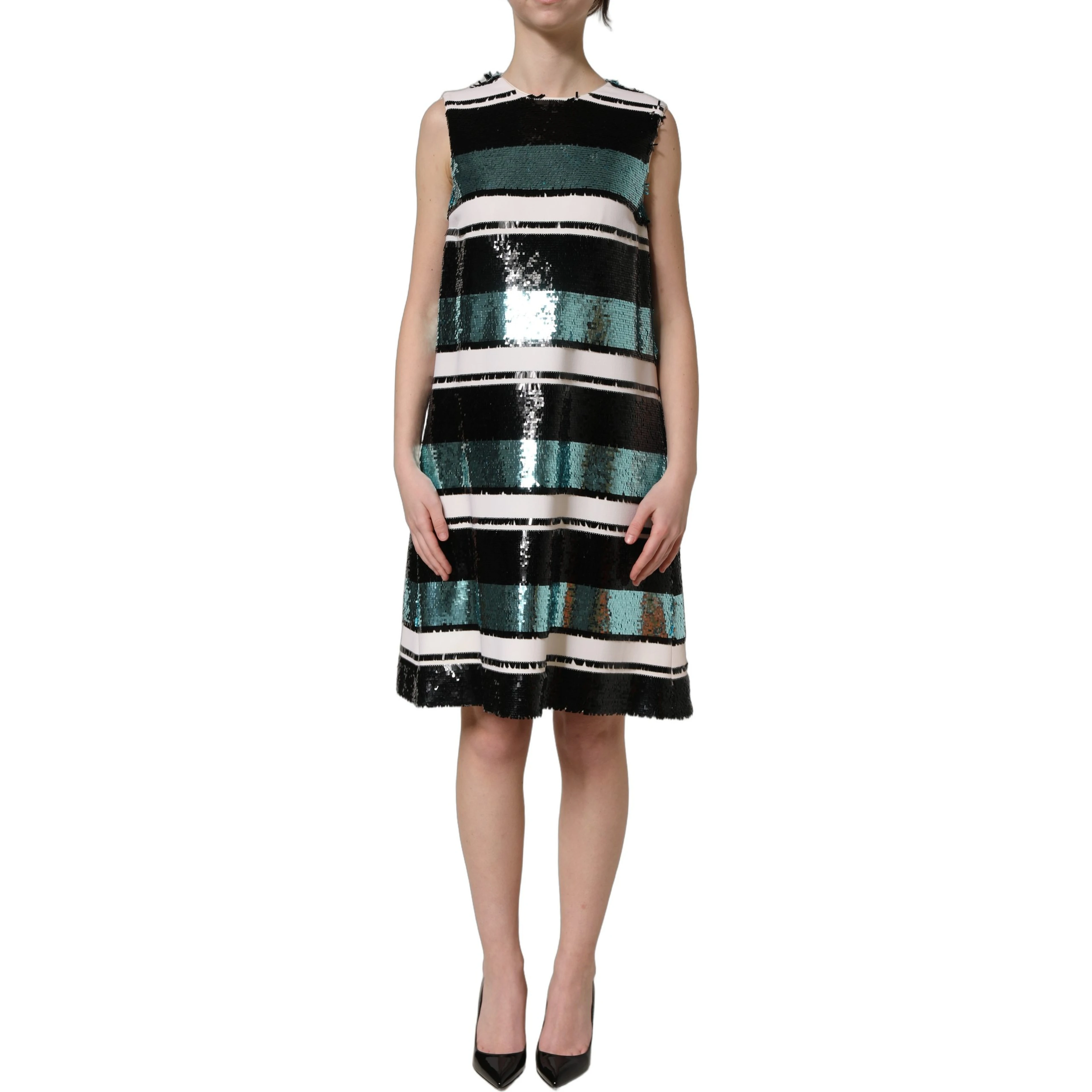 Multicolor Sequined Sleeveless Shift Dress