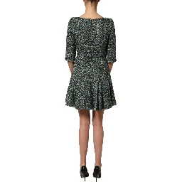 Multicolor Tweed Belted Babydoll Mini Dress