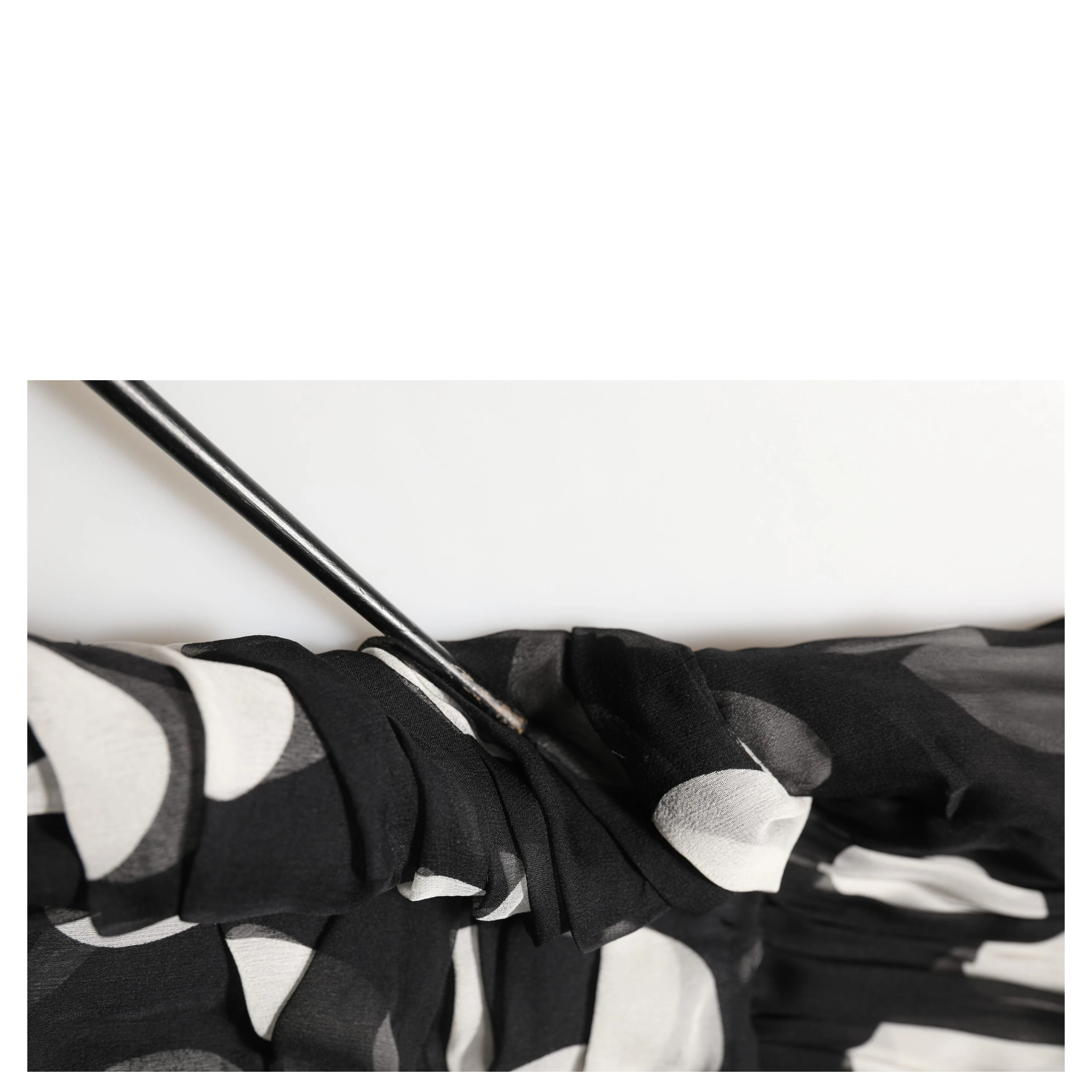 Black White Polka Dot Pleated Maxi Dress